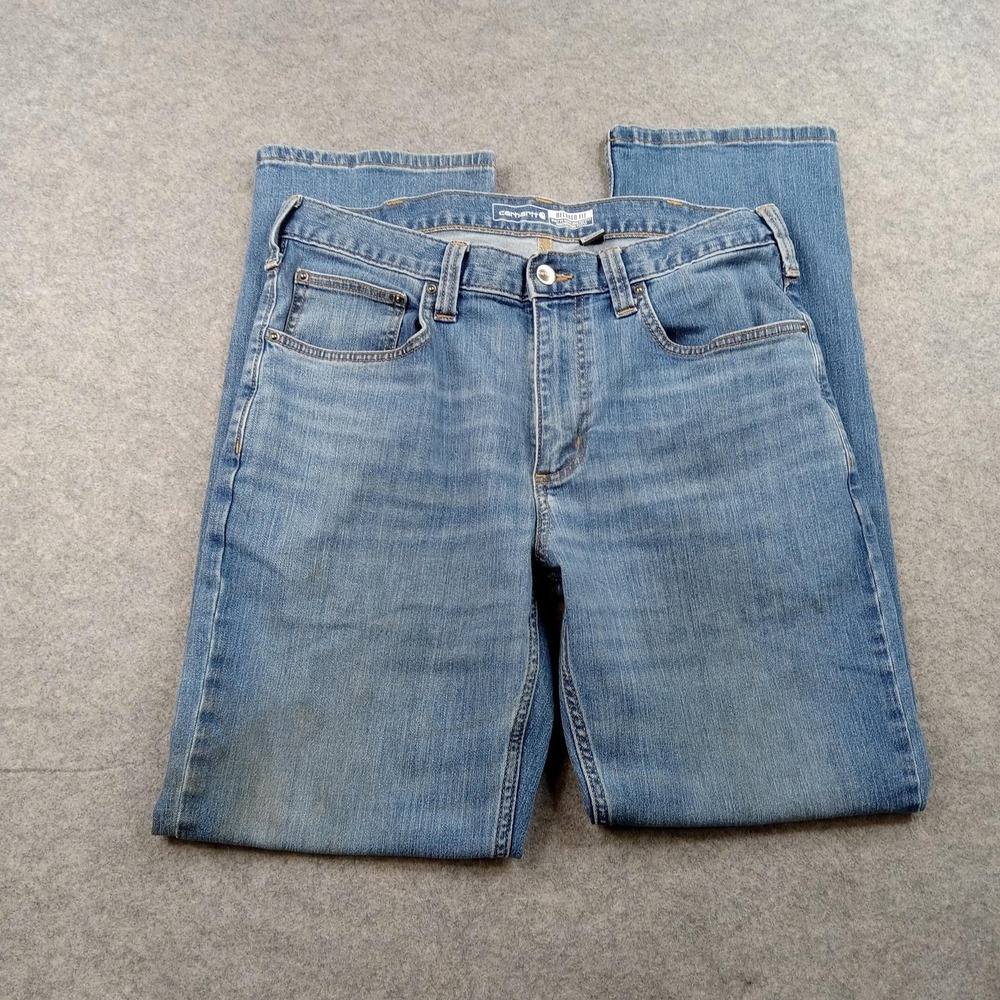 Carhartt Jeans Men 33x32 Work Heavy Light Relaxed Fit Straight Leg Stretch Denim